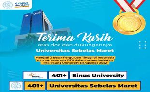 UNS Masuk THE Young University Rankings, Satu-Satunya PTN dari RI