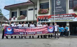 Pekerja Desak DPRD Karanganyar Buat Rekomendasi Tolak Aturan Soal JHT