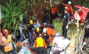 Rem Blong, Truk Muatan Pupuk Jatuh ke Jurang di Wonosobo