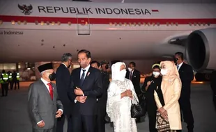 Ma'ruf Amin Sambut Presiden Jokowi dari AS di Bandara Soekarno-Hatta