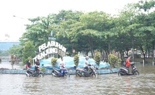 Banjir Rob Surut, Pekerja Pabrik Evakuasi Motor dari Pelabuhan Semarang