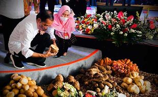 Hadiri Syukuran Hasil Bumi, Jokowi Ajak Petani Tanam Padi Hingga Porang