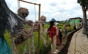 Hiii...Puluhan Memedi Sawah Bermunculan di Mojogedang Karanganyar