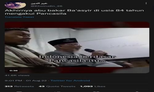 Abu Bakar Ba'asyir Tegas Akui Ideologi Pancasila, Ini Kata Keluarga