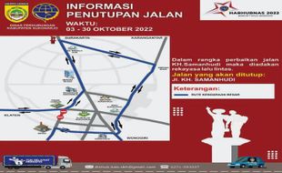 Catat Lur! Jalan KH Samanhudi Sukoharjo Ditutup 3-30 Oktober 2022