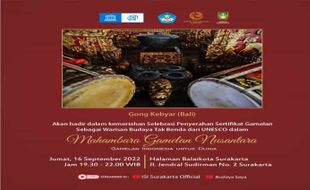 Lusa, Mahambara Gamelan Nusantara Digeber di Halaman Balai Kota Solo