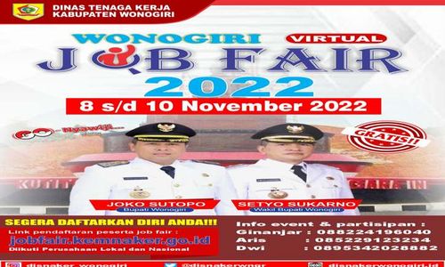 Disnaker Wonogiri bakal Menggelar Virtual Jobfair Gratis Nih, Catat Tanggalnya!