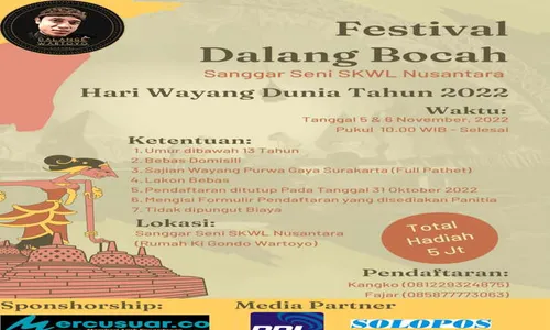 Rayakan Hari Wayang Sedunia, Boyolali Gelar Festival Dalang Bocah 2 Hari Penuh