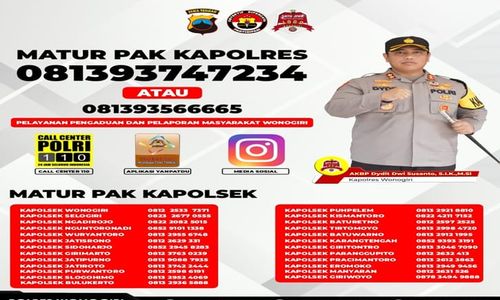 Kapolres Wonogiri Sebar Nomor HP, Minta Warga Aktif Laporkan Gangguan Kamtibmas