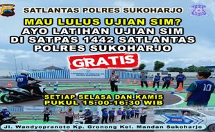 Gratis! Satlantas Polres Sukoharjo Buka Bimbel Teori dan Praktik Pembuatan SIM 