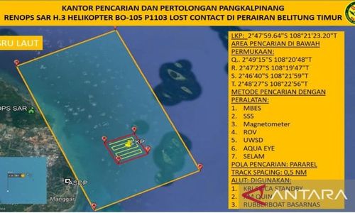 Tim SAR Kerahkan 3 Kapal Pendeteksi Cari Helikopter Polri Jatuh di Belitung