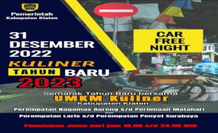 Ada Car Free Night di Klaten saat Malam Tahun Baru, PKL Boleh Berjualan