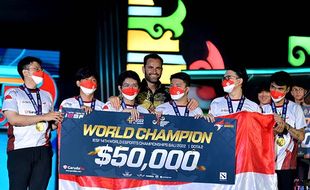 Mantap! Raih 3 Emas, Indonesia Juara Umum Kejuaraan Esport Dunia di Bali