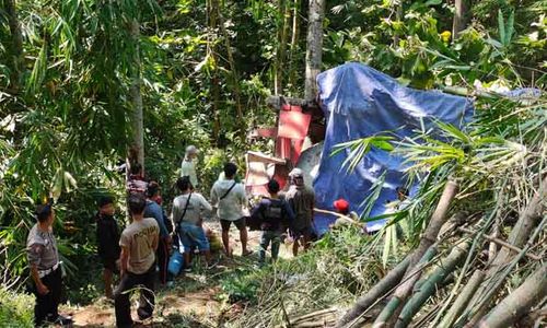 Oleng, Truk Mixer Serempet Motor Lalu Terjun ke Parit di Wonosegoro Boyolali