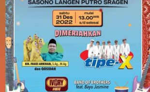 Info Mase! Grup Band Tipe-X bakal Meriahkan Malam Tahun Baru 2023 di Sragen