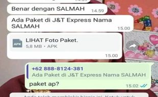 Awas! Modus Penipuan Berkedok Kiriman Paket Pakai File Format APK di WhatsApp