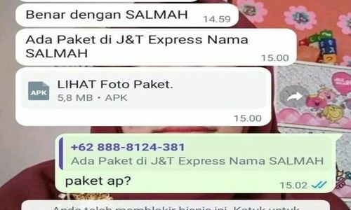 Awas! Modus Penipuan Berkedok Kiriman Paket Pakai File Format APK di WhatsApp