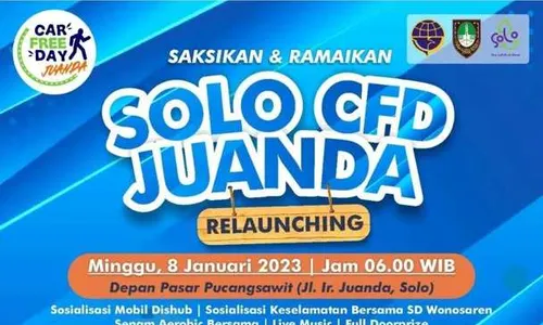 Asyik! CFD Juanda Solo Dibuka Lagi 8 Januari, Relaunching di Pasar Pucangsawit