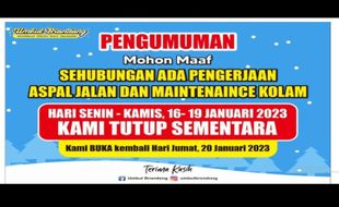 Jangan Kecele Lur! Umbul Brondong Klaten Ditutup 4 Hari, Ada Pengaspalan Jalan