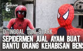 Spiderman Jual Ayam Demi Bantu Orang Kehabisan Bensin