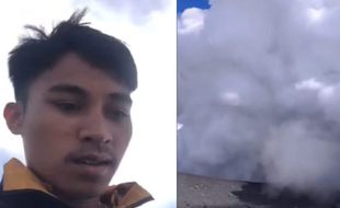 Nekat, Pendaki Rekam Kawah Gunung Marapi yang Sedang Erupsi