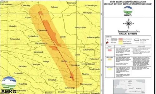 BMKG: Peta Bahaya Gempa Cianjur Dipicu Patahan Cugenang