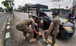 Dirazia Satpol PP, Manusia Silver di Prambanan Klaten Kabur Nyemplung ke Sawah