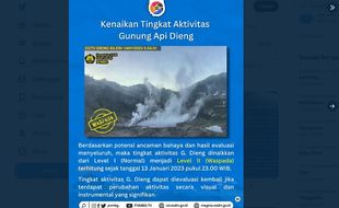 Status Gunung Dieng Naik Jadi Waspada, Awas Gas Beracun & Erupsi Freatik