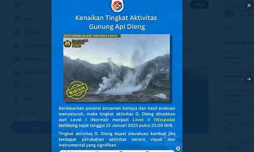 Status Gunung Dieng Naik Jadi Waspada, Awas Gas Beracun & Erupsi Freatik