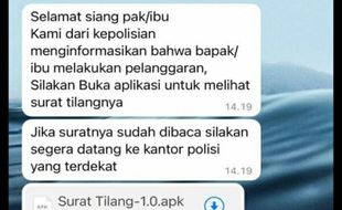 Waspada! Sedang Marak Penipuan Modus Kirim Surat Tilang ETLE Lewat WA