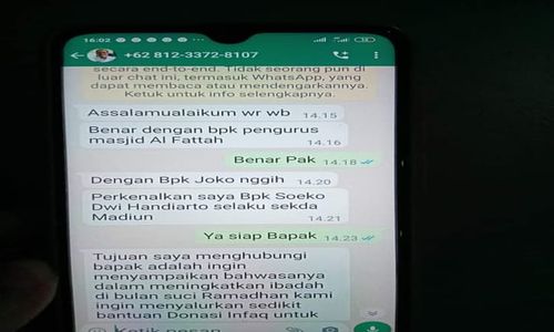 Hati-Hati Lur! Penipu Catut Nama Sekda Kota Madiun Lewat WhatsApp