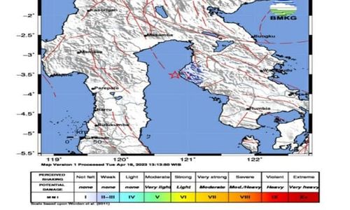 Gempa Dangkal Magnitudo 4,0 Guncang Kolaka Utara Sultra