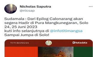 Bersama Nicholas Saputra, Happy Salma akan ke Kota Solo untuk Pentas Sudamala