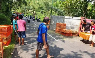 Truk Terguling di Gunungkidul, Pencari Rumput Meninggal Tertimpa Kotak Ayam