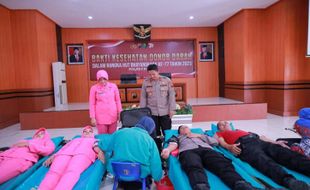 Peringati HUT ke-77 Bhayangkara, Polres Klaten Gelar Donor Darah