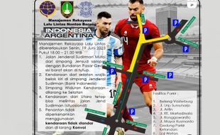 Besok Nobar Argentina Vs Indonesia,  Jl Jensud Solo Sisi Barat Ditutup Total