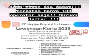 Pabrik Garmen di Cepogo Boyolali Buka Loker 100 Orang, Pendidikan Minimal SMP