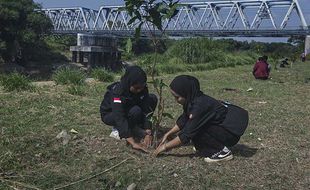 Aksi Peduli Lingkungan, Mahasiswa Unsa Tanam 150 Pohon di Sungai Bengawan Solo