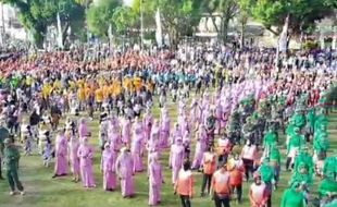 Meriah! Pemecahan Rekor Muri Tari Sluku-sluku Bathok di Alun-alun Kota Magelang