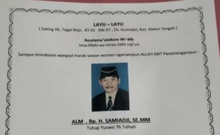 Eks Wabup Klaten Samiadji Tutup Usia, Ini Ungkapan Belasungkawa Sri Mulyani