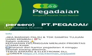 Tidak Benar! Pegadaian Adakan Lelang Murah via Telegram