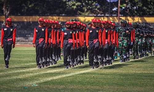 Latihan Paskibra Persiapan Upacara Detik-Detik Proklamasi di Sriwedari Solo