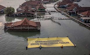 Aksi Global Climate Strike Aktivis Lingkungan di Kampung Terendam Rob Demak