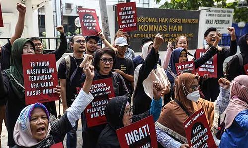 Aksi Peringatan 19 Tahun Pembunuhan Aktivis HAM Munir di Jakarta