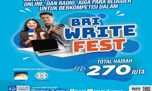 Total Hadiah hingga Rp270 Juta! Yuk Ikut Writefest Khusus Jurnalis dan Blogger