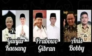 Beredar Gambar 2 Anak dan Menantu Jokowi Jadi Cawapres Ganjar, Prabowo & Anies