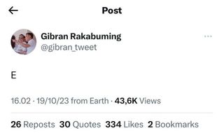 Gibran Update E di Twitter, Warganet Menduga Inisial Cawapres Prabowo