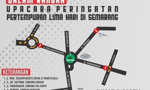 Peringatan Pertempuran 5 Hari di Semarang, Jalan Sekitar Tugu Muda Dialihkan