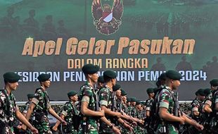 TNI AD Gelar Apel Pengamanan Pemilu 2024 di Monas Jakarta