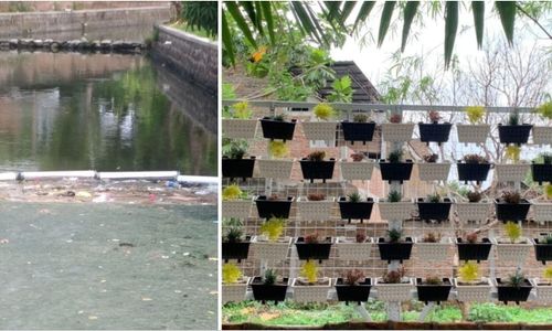 Ilmu Lingkungan UNS Pasang Vertical Garden dan Penahan Sampah